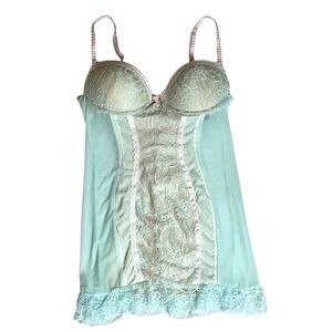 Cinema Etoile Seductivewear Babydoll Set, Blue & White, Size L, NWT!